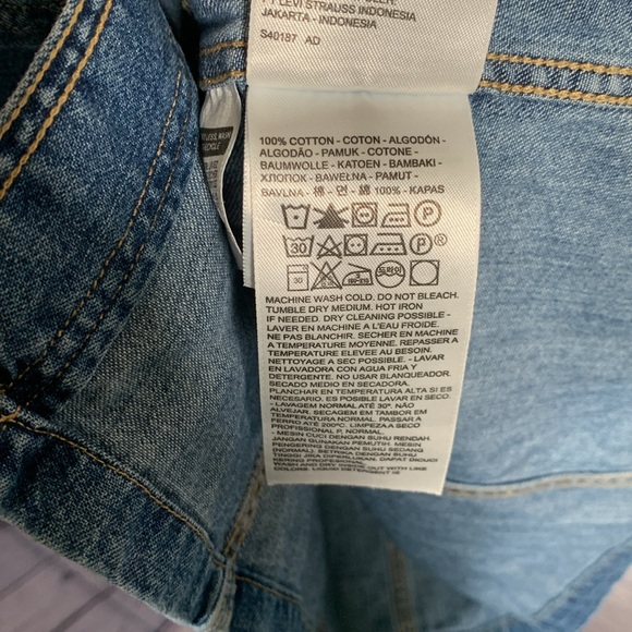 Levi’s Aubrey Sleeveless Denim Dress Blue Snap Front L Western Grunge Festival - Picture 5 of 6